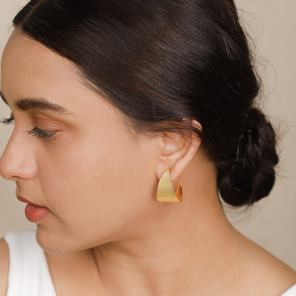 Alisha Hoops - Fold Earrings |  92.5 Silver | 22K Gold Plated