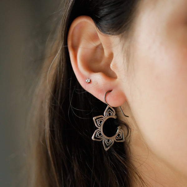 Mini Kumudini ( Lily ) Hammered Earring