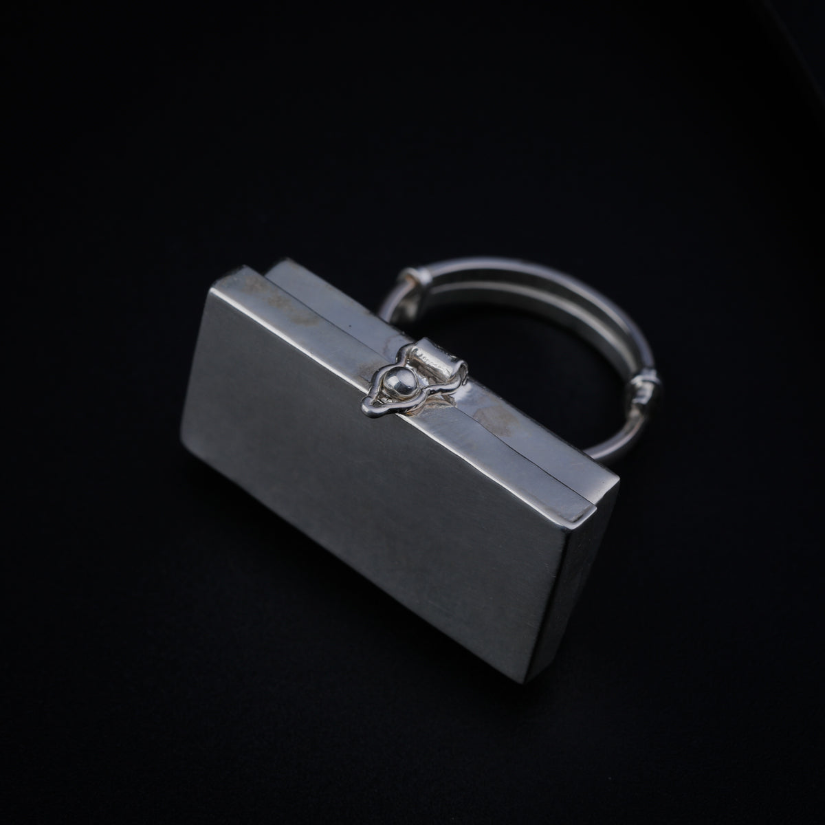 Silver Rectangle Memory Ring (Adjustable)