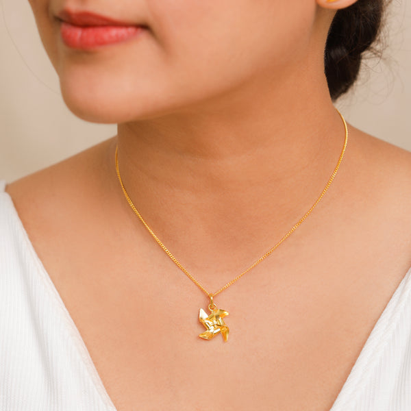 Pinwheel Necklace - Fold Collection |  92.5 Silver | 22K Gold Plated
