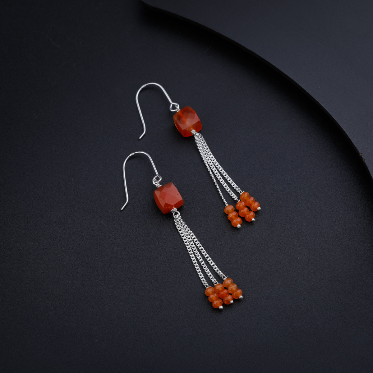 Silver Dangler Earring with Carnelian