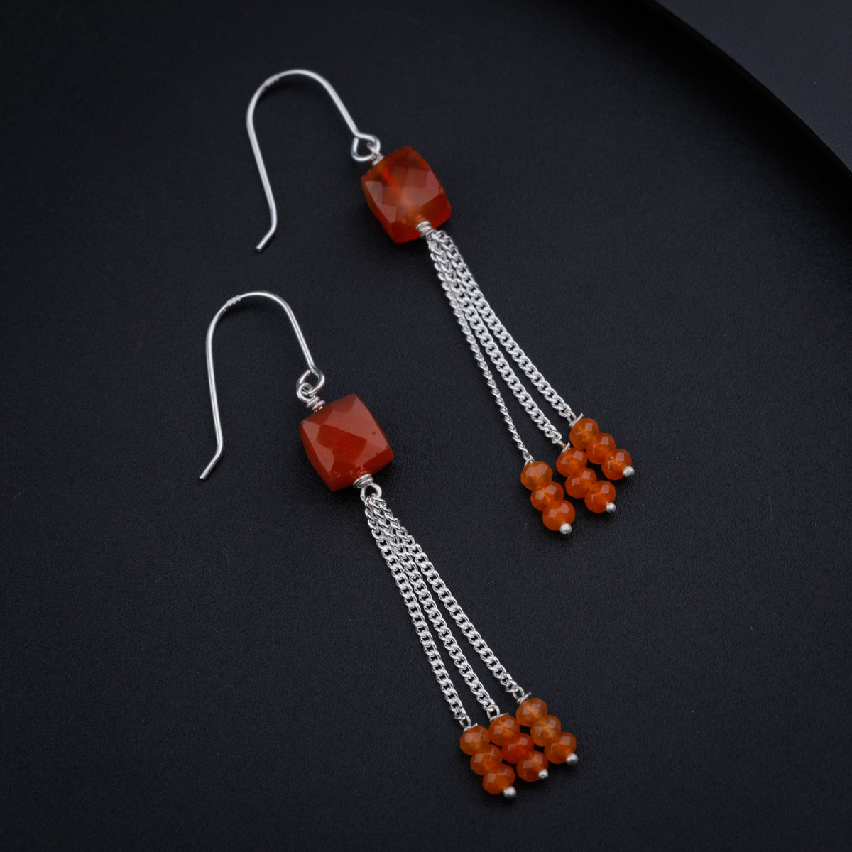 Silver Dangler Earring with Carnelian