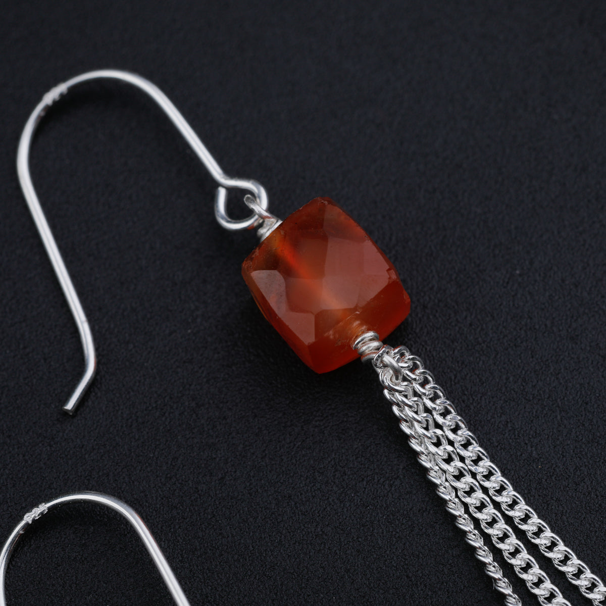 Silver Dangler Earring with Carnelian