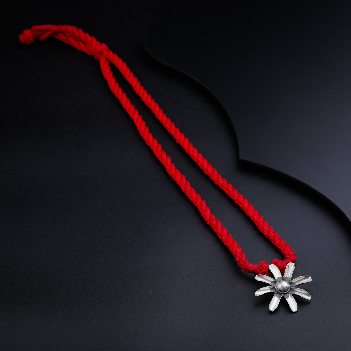 Silver Gulbahaar Pendant Necklace with Red Thread