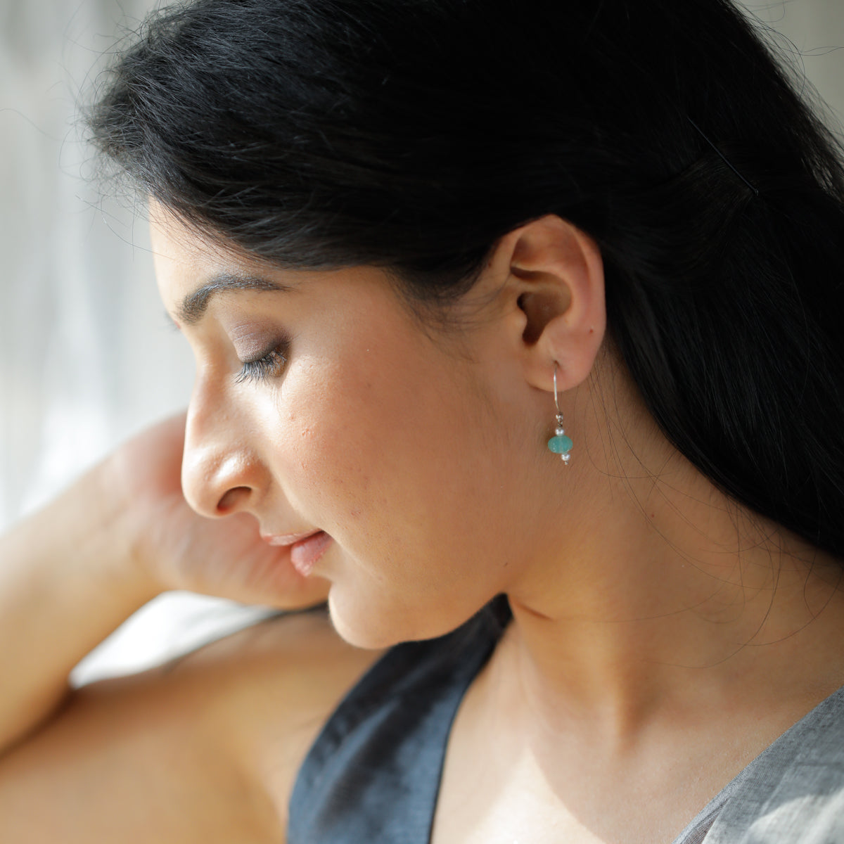 Silver Pearl and Jade Earring