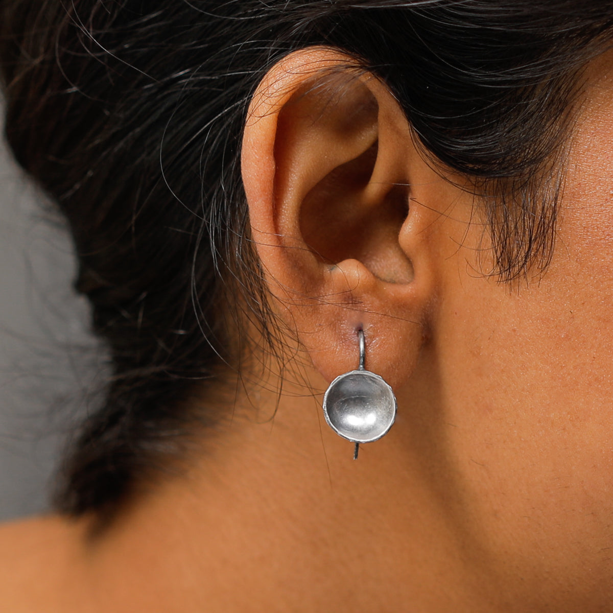 Silver Oxidized Vatee Earring (Small)