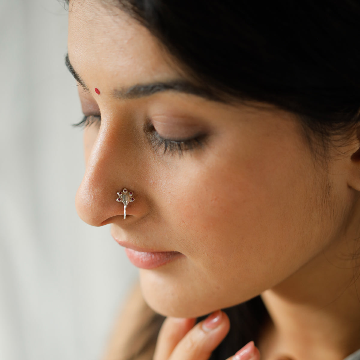 Silver Nakshatra Nose pin (Clip on)