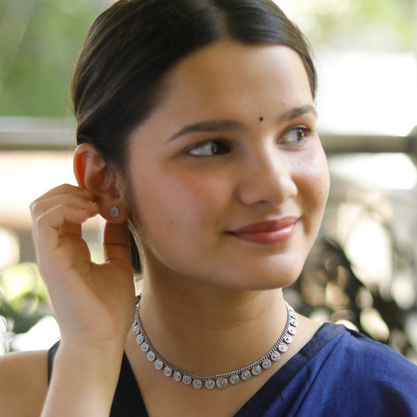 Silver Delicate set | 92.5 Silver jewelry with spiral motif