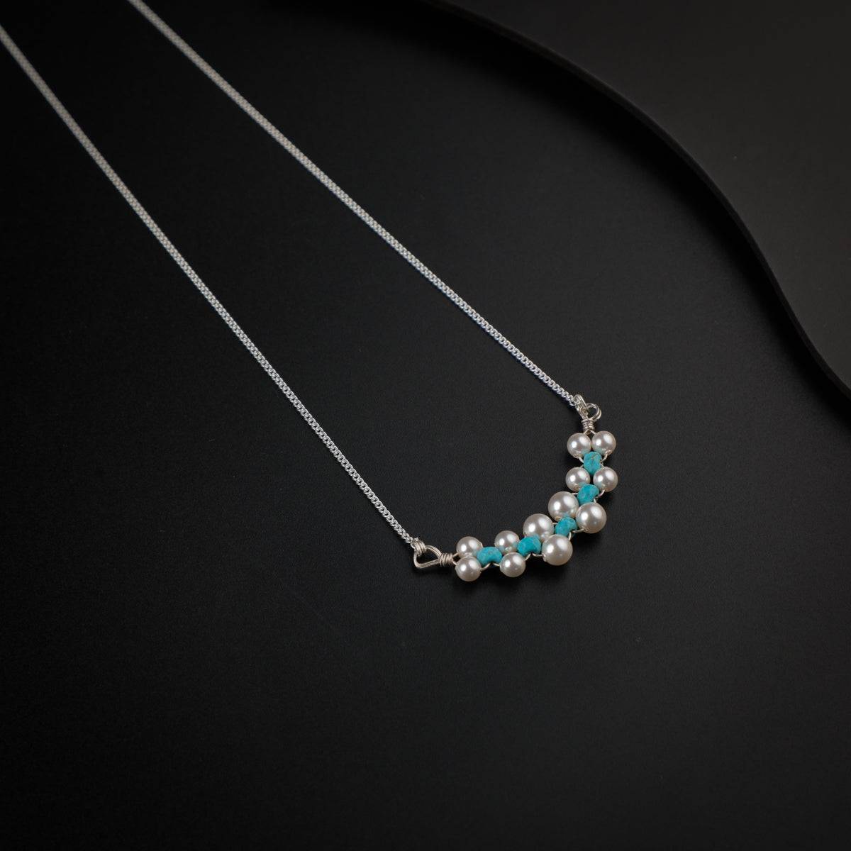 Silver Turquoise and Pearl Necklace