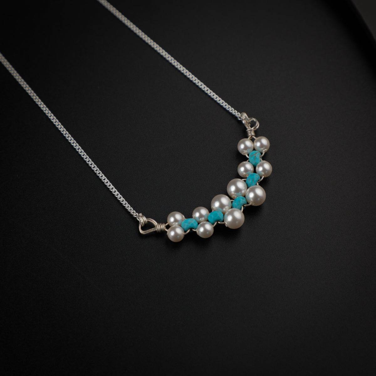 Silver Turquoise and Pearl Necklace