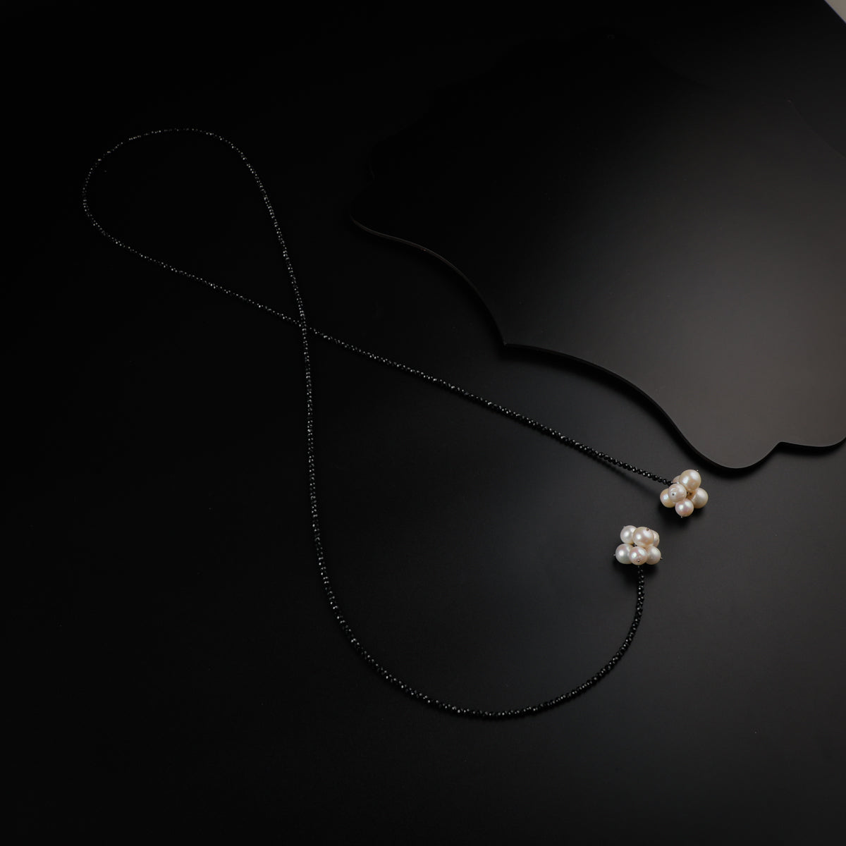 Silver Tie & Wear Necklace with Black Onyx