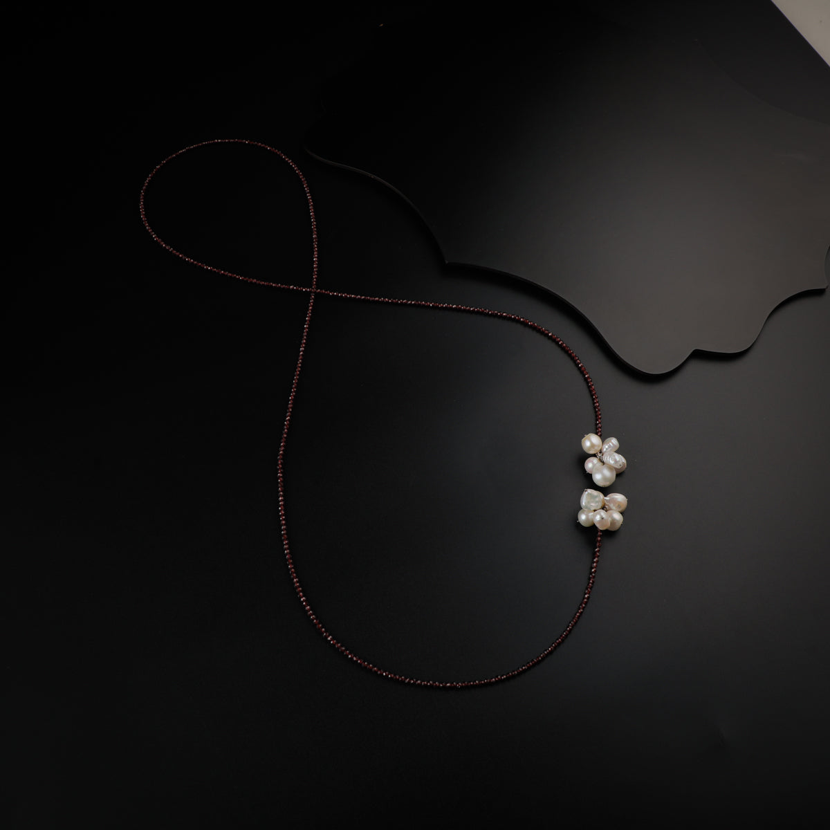 Silver Tie and Wear Necklace with Garnet Stone