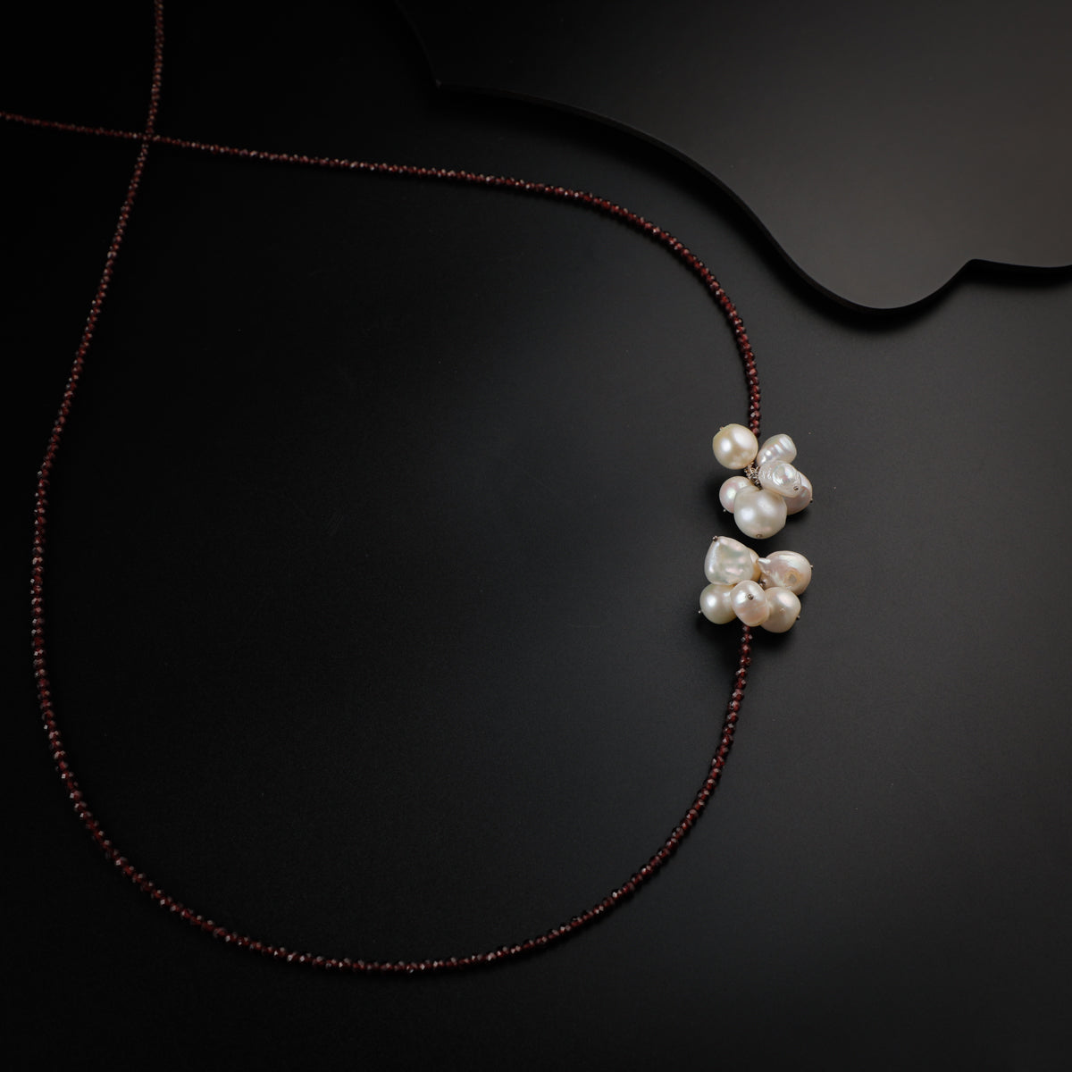 Silver Tie and Wear Necklace with Garnet Stone