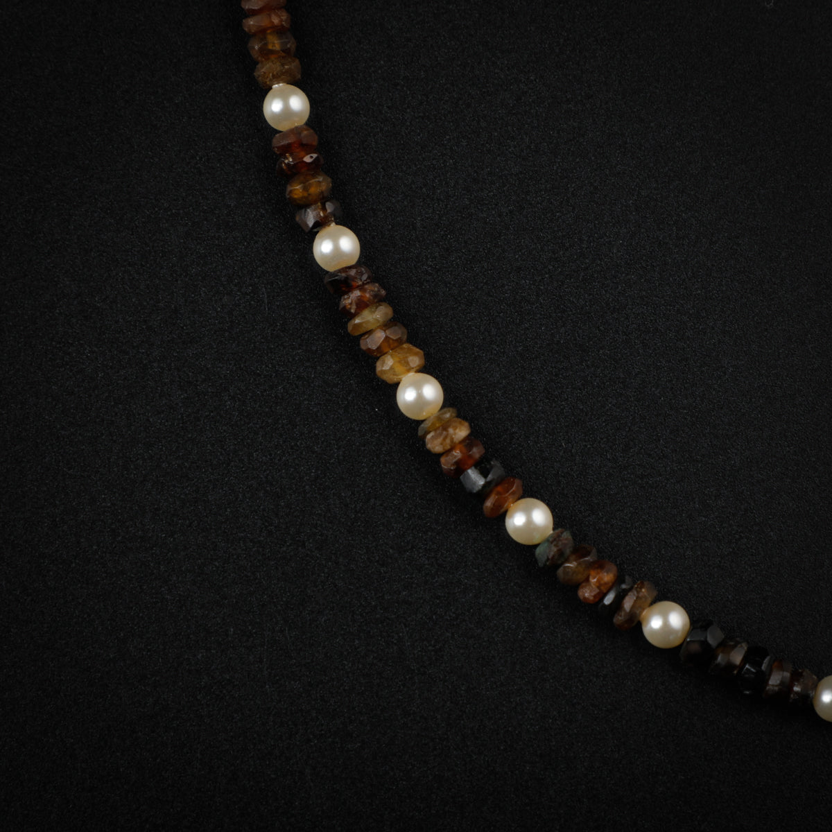 Silver Tie and Wear Necklace with Multicolor Semi-Precious Stones and Pearls