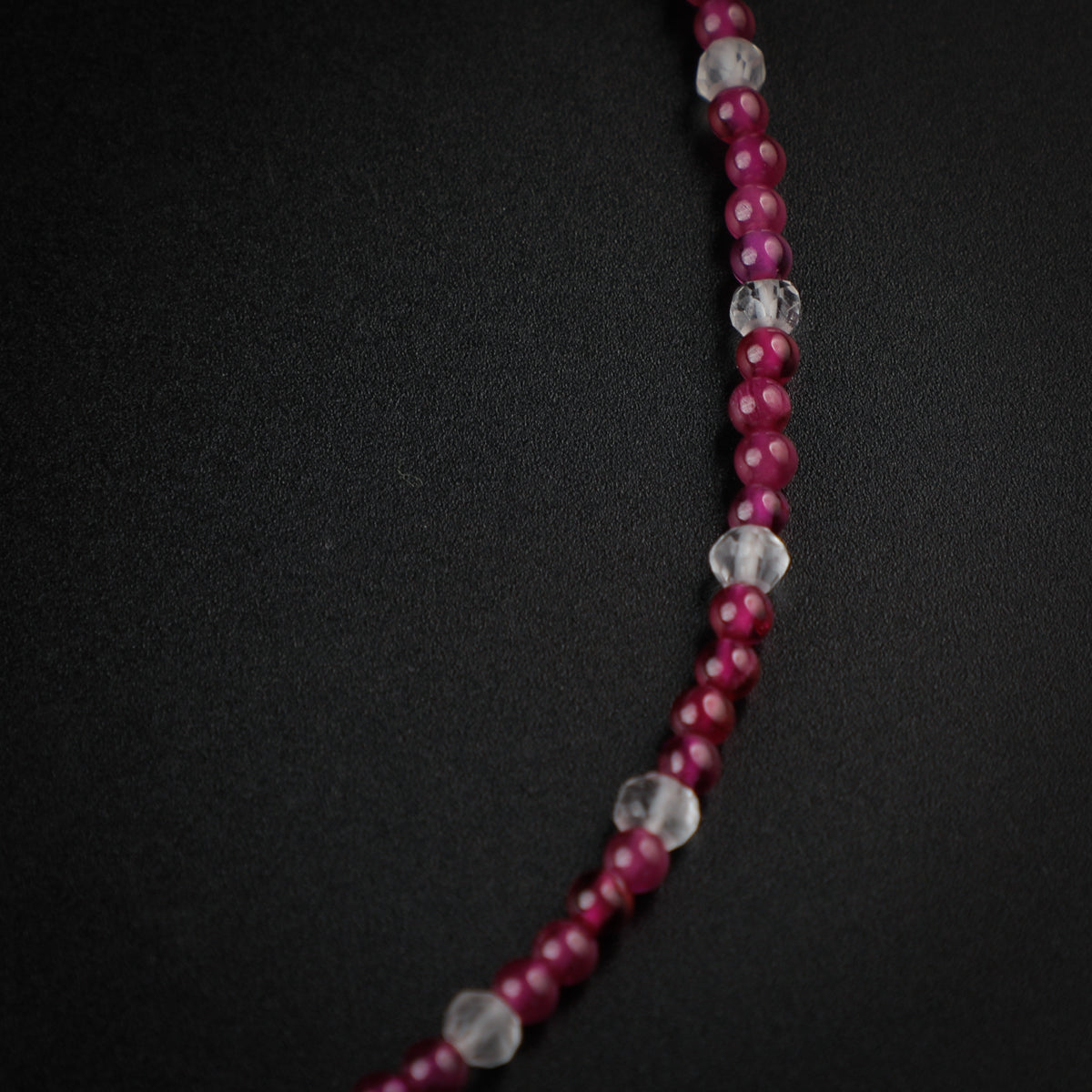 Ruby and Crystals Silver Anklet