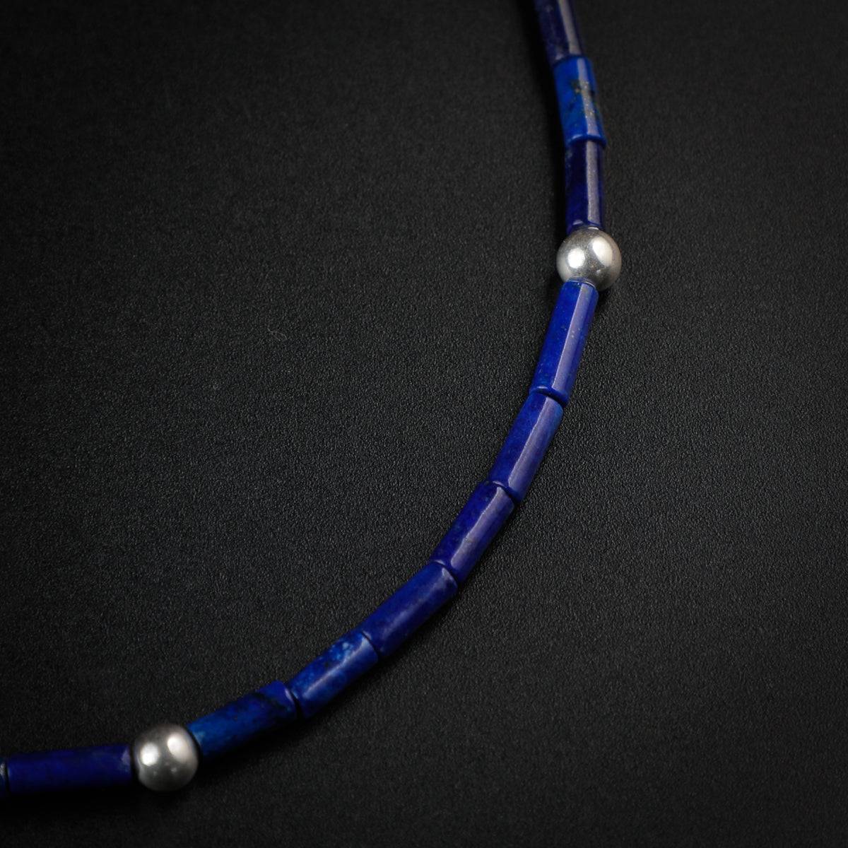 Lapis Lazuli Anklet with Silver Beads