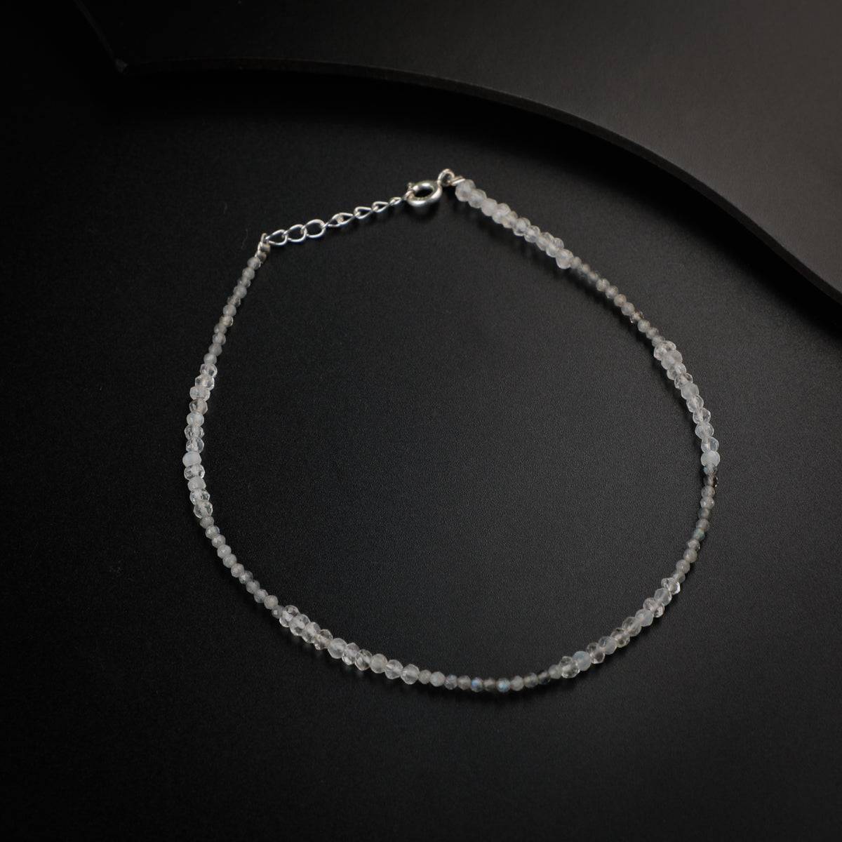 Silver Anklet with Crystal Stones