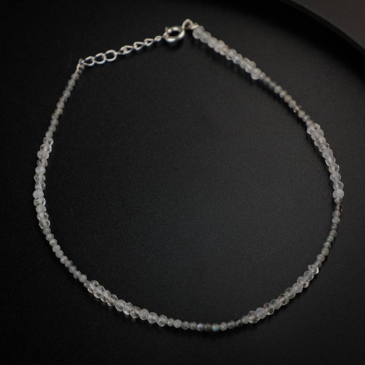 Silver Anklet with Crystal Stones