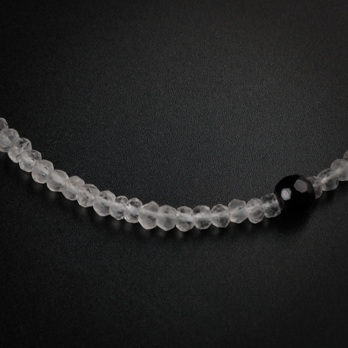 Crystals and Black Spinel Silver Anklets