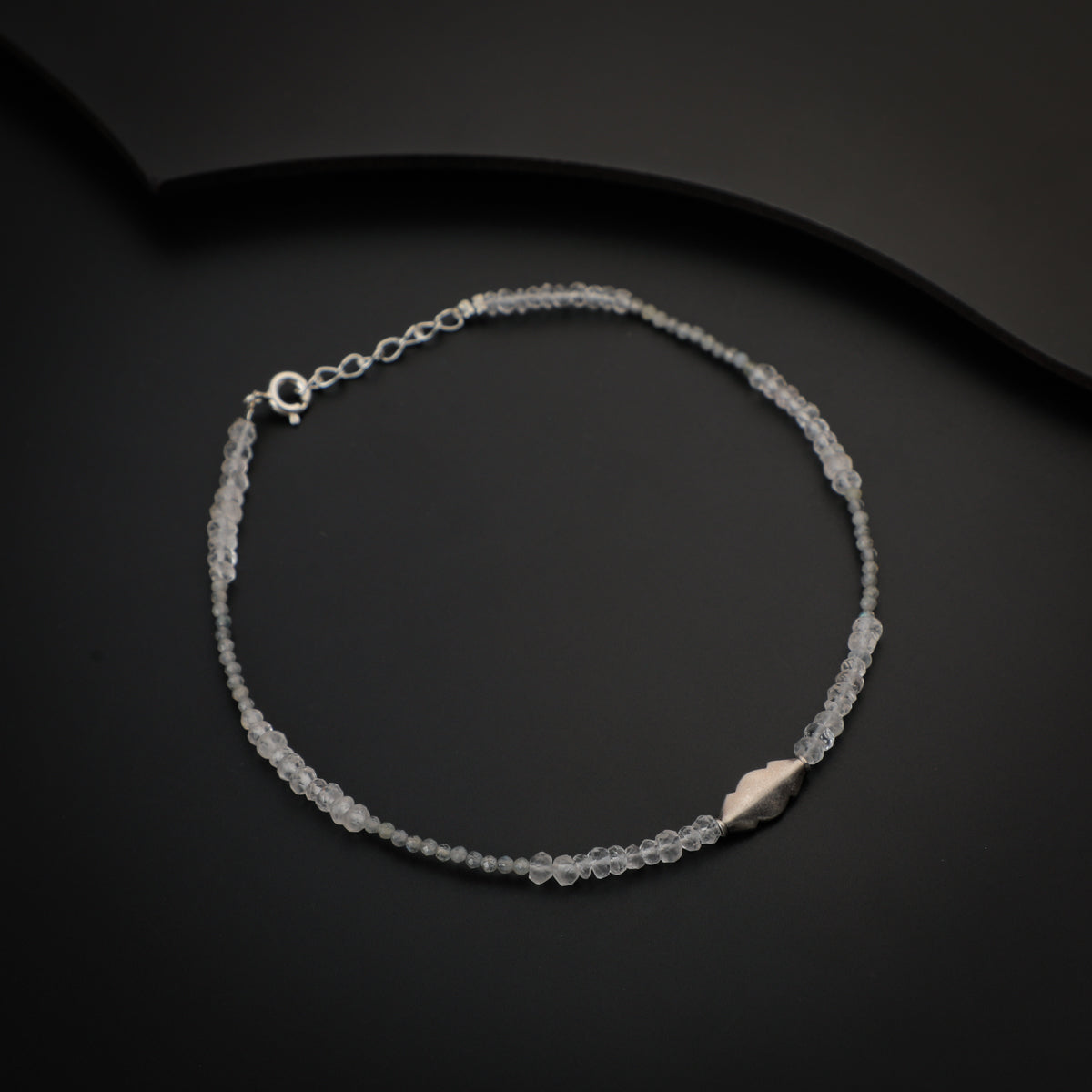 Handmade Crystals Silver Anklet