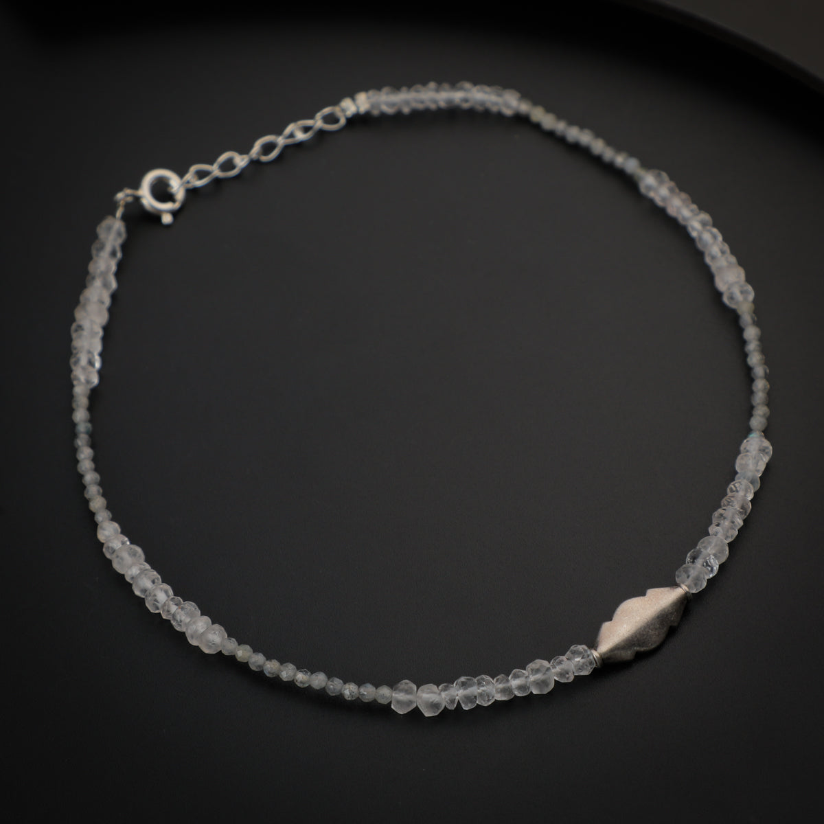 Handmade Crystals Silver Anklet