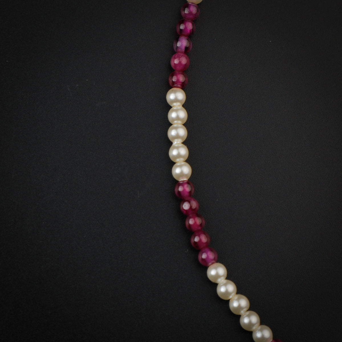 Ruby and Creamy Pearls Silver Anklet with Lotus Motif