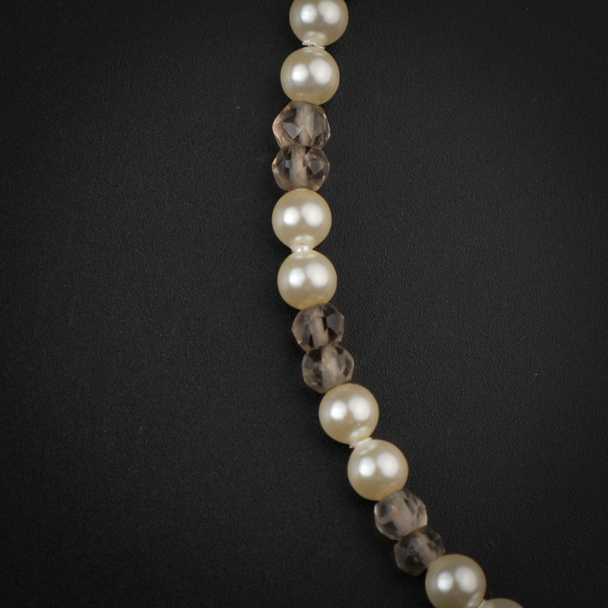 Smokey Quartz and Pearls Anklet with Flower Motif