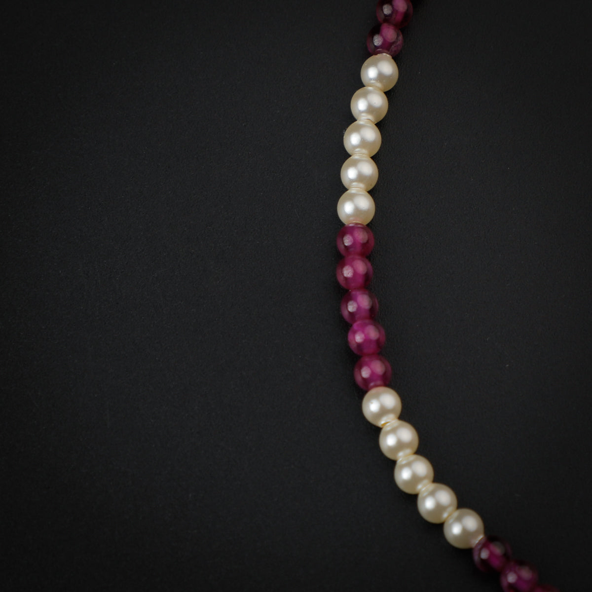 Ruby and Creamy Pearls Silver Anklet