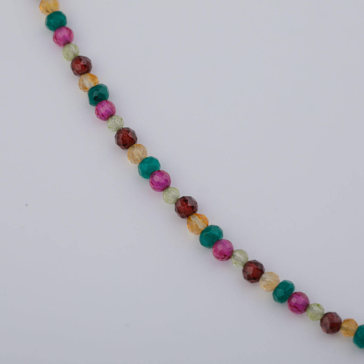 Silver 5 Charm Necklace with Multicolor Stones (Kempu Motifs)