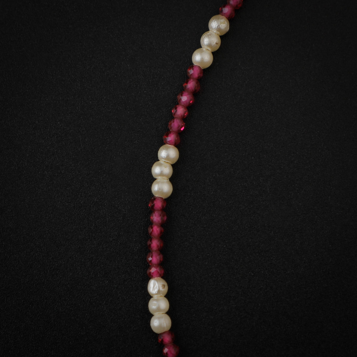 Silver Bracelet with Ruby and Pearls