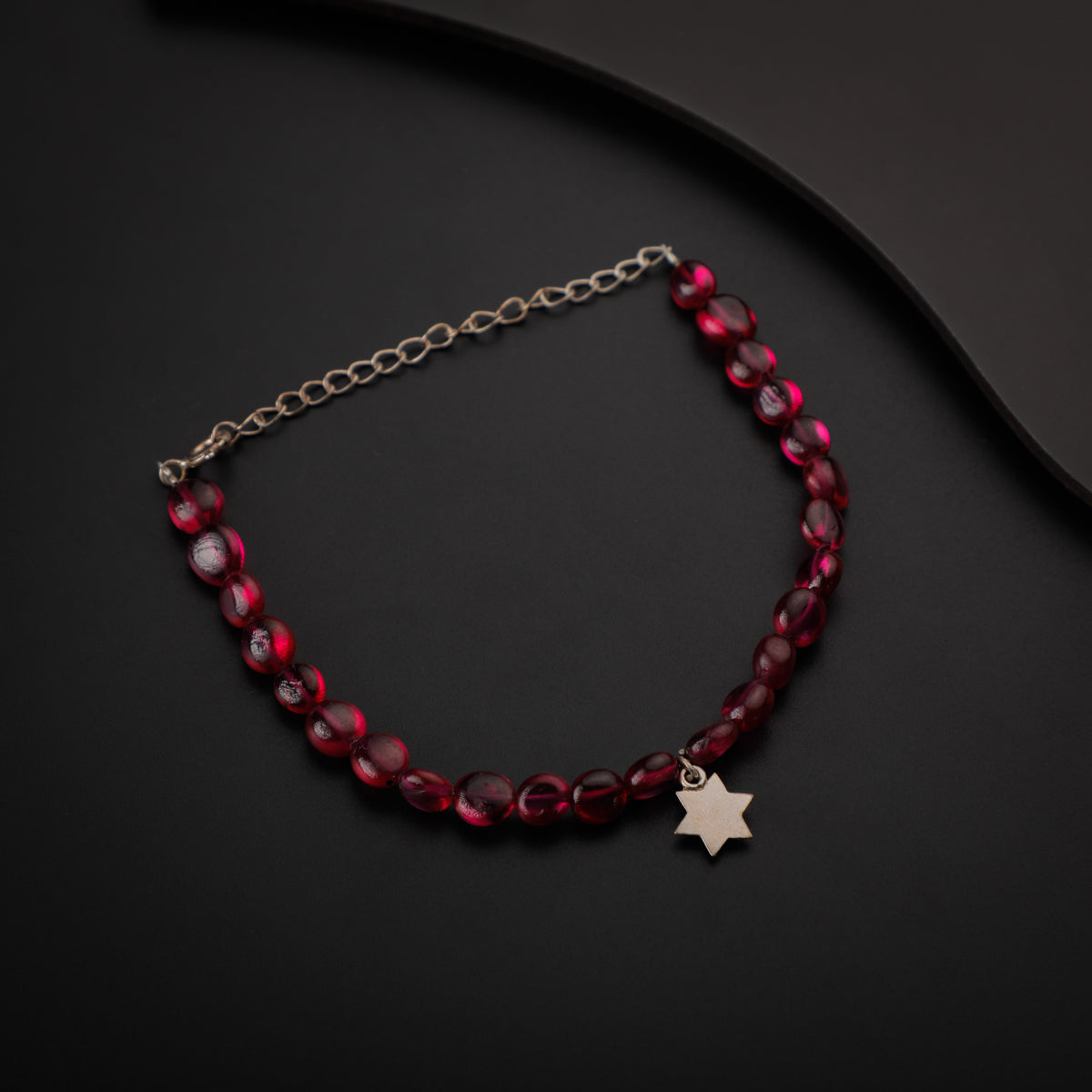 Silver Star Motif Bracelet with Ruby Stones