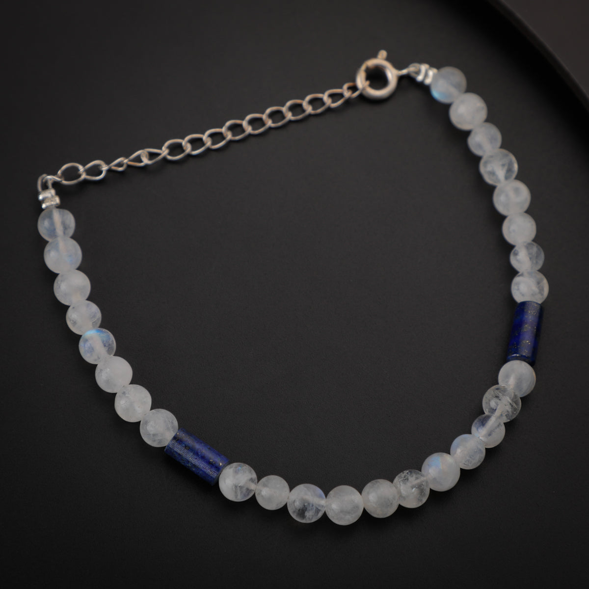 Silver Bracelet with Lapis Lazuli and Moonstones