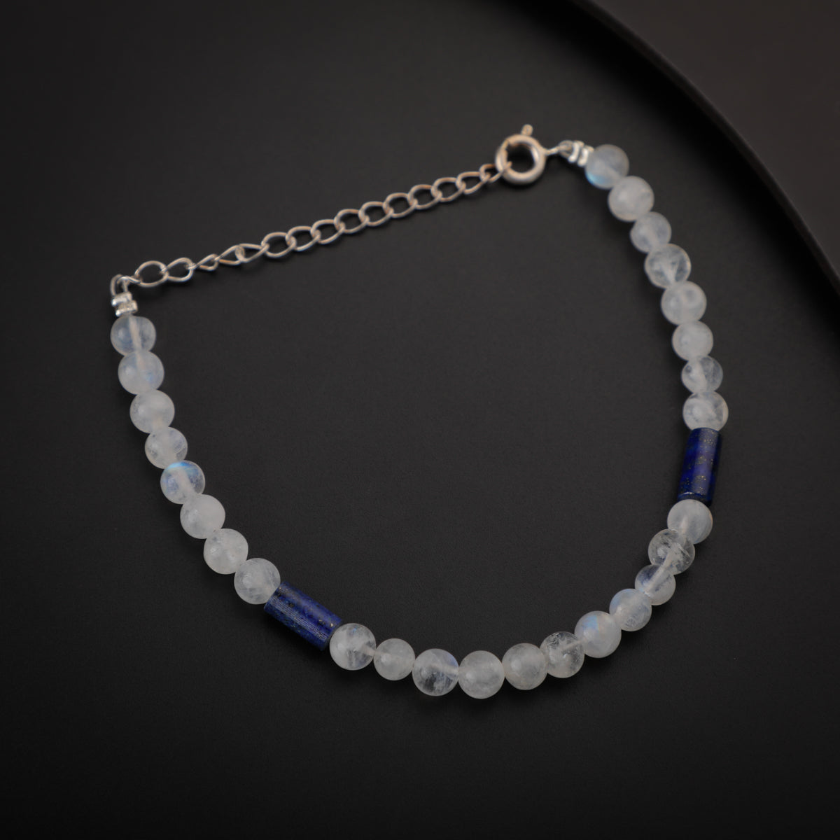 Silver Bracelet with Lapis Lazuli and Moonstones