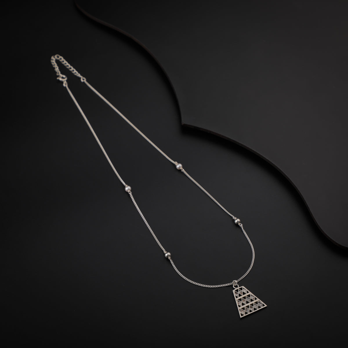 Silver Trapezoid Motif Necklace