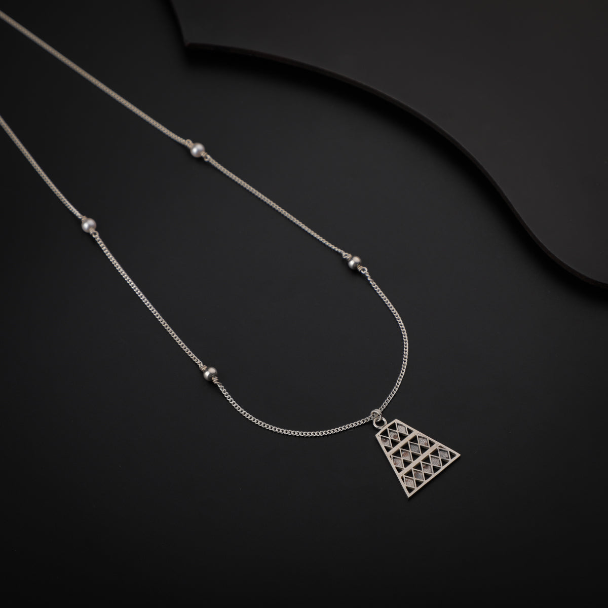 Silver Trapezoid Motif Necklace