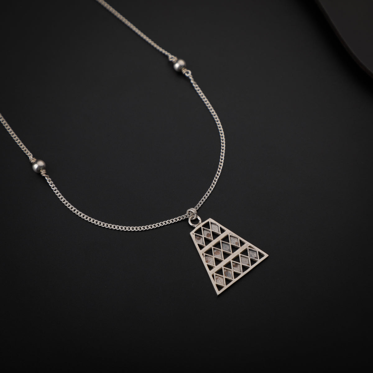 Silver Trapezoid Motif Necklace