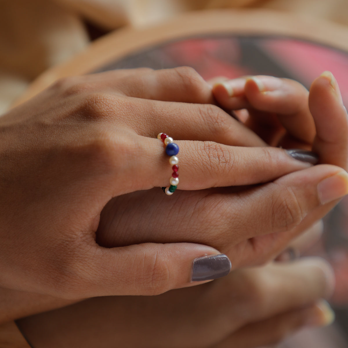 Multicolor Semi Precious Stones Ring