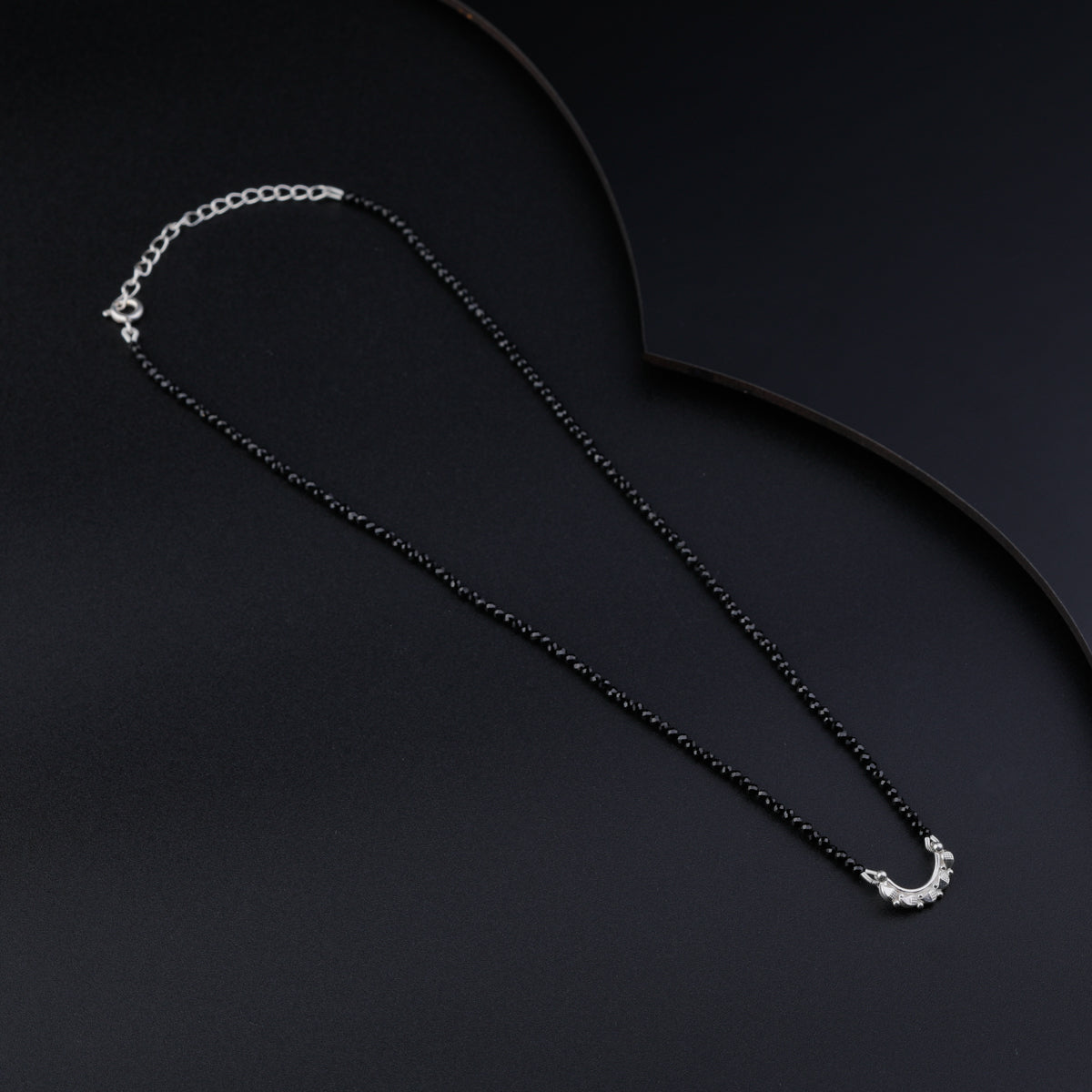 Silver Koyari Mangalsutra with Black Spinel