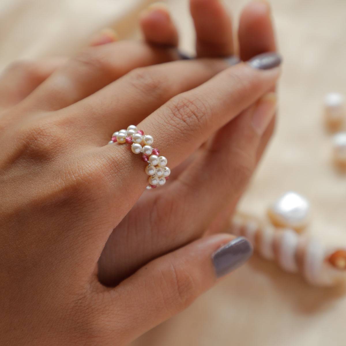 Pearl and Rose Quartz Ring