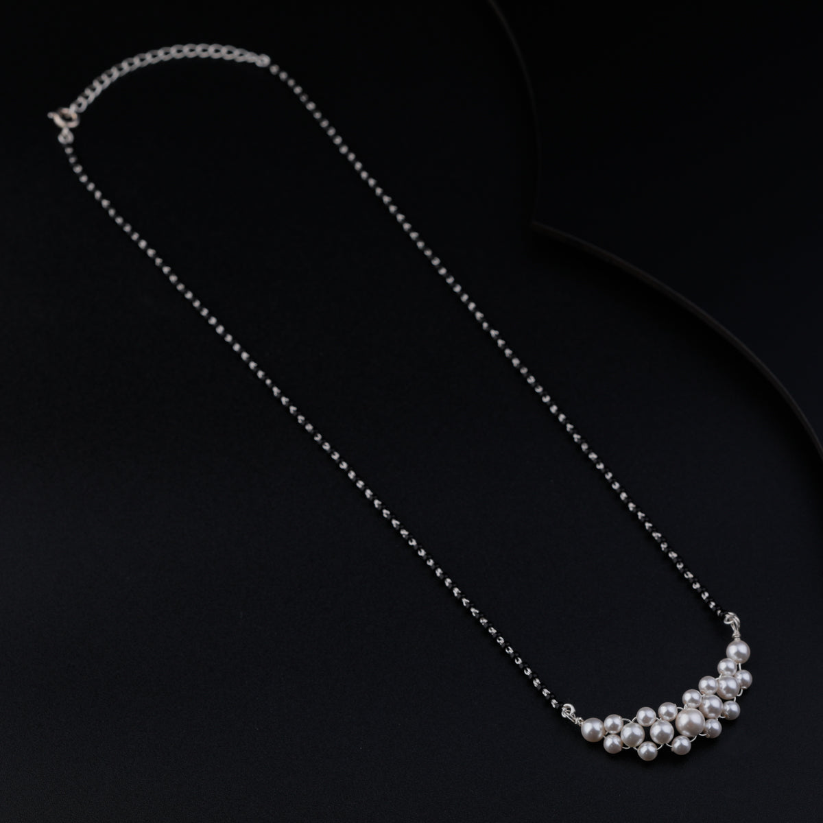 Silver Mangalsutra with Beaded Pearls