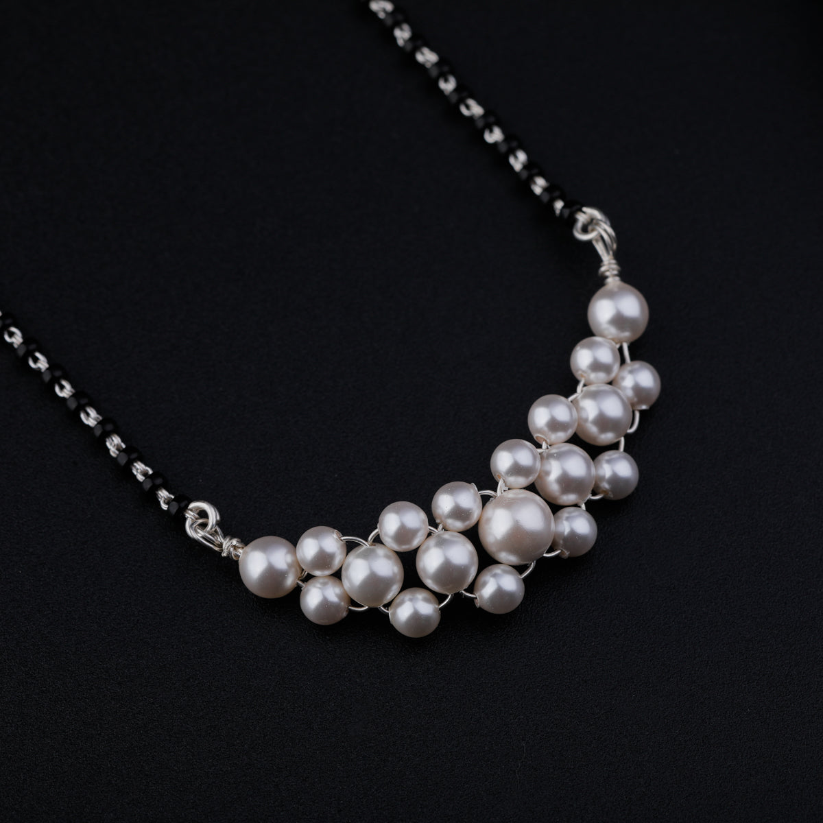 Silver Mangalsutra with Beaded Pearls