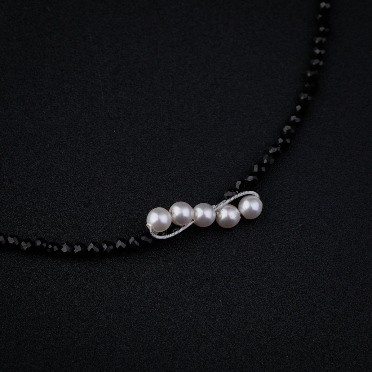 Black Spinel Anklet with Pearls