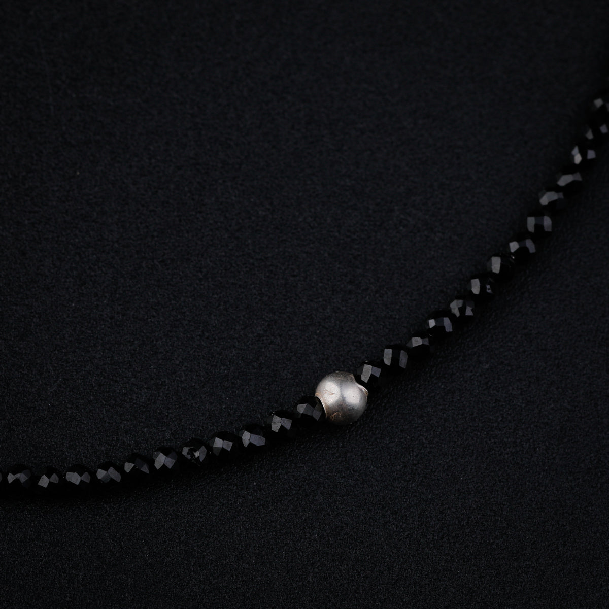 Black Spinel Anklet with Silver Beads