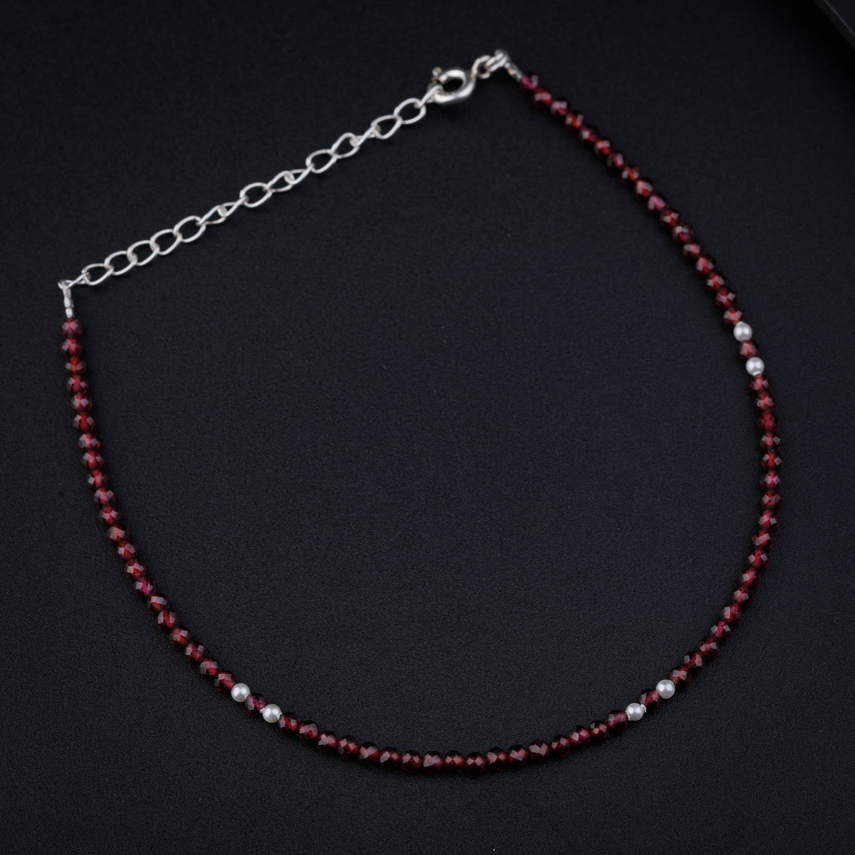 Silver Garnet and Pearl Anklet