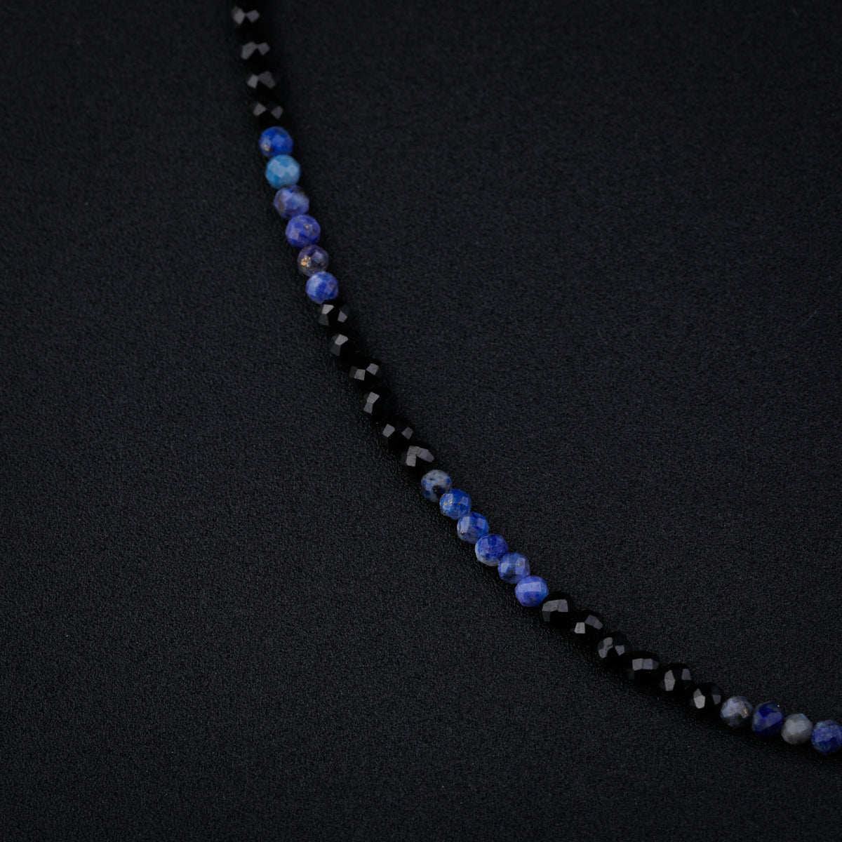 Silver Black Spinel and Lapis Lazuli Anklet