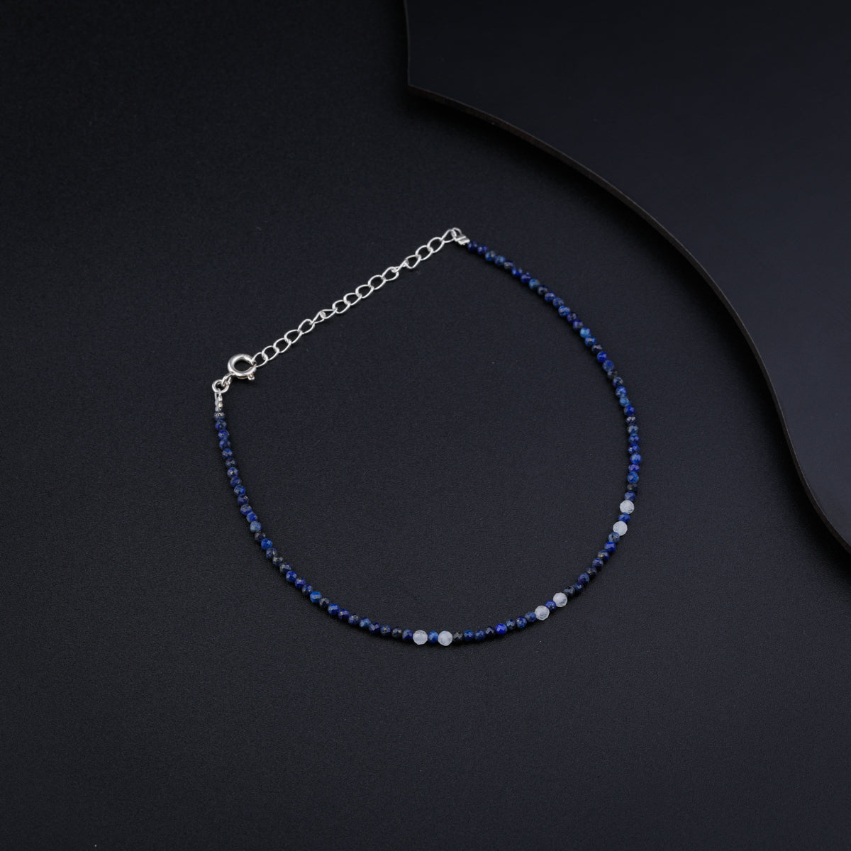 Silver Lapis Lazuli and Moonstone Anklet