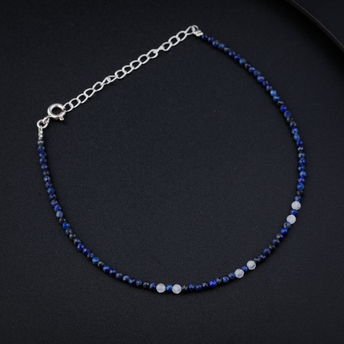 Silver Lapis Lazuli and Moonstone Anklet