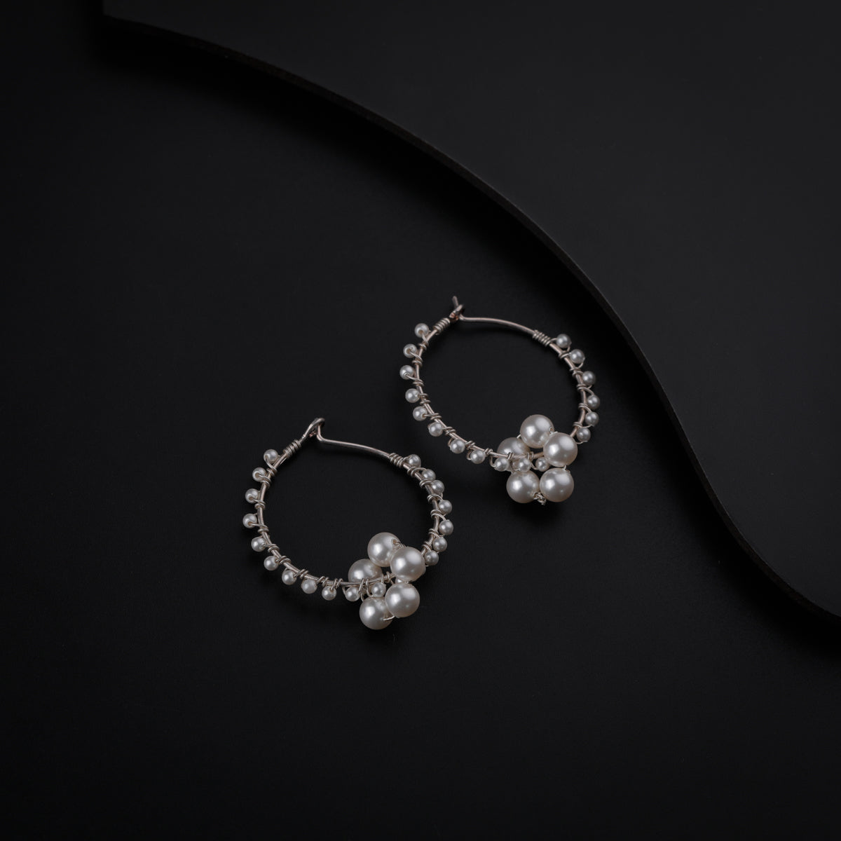 Silver Pearl Hoop Earring