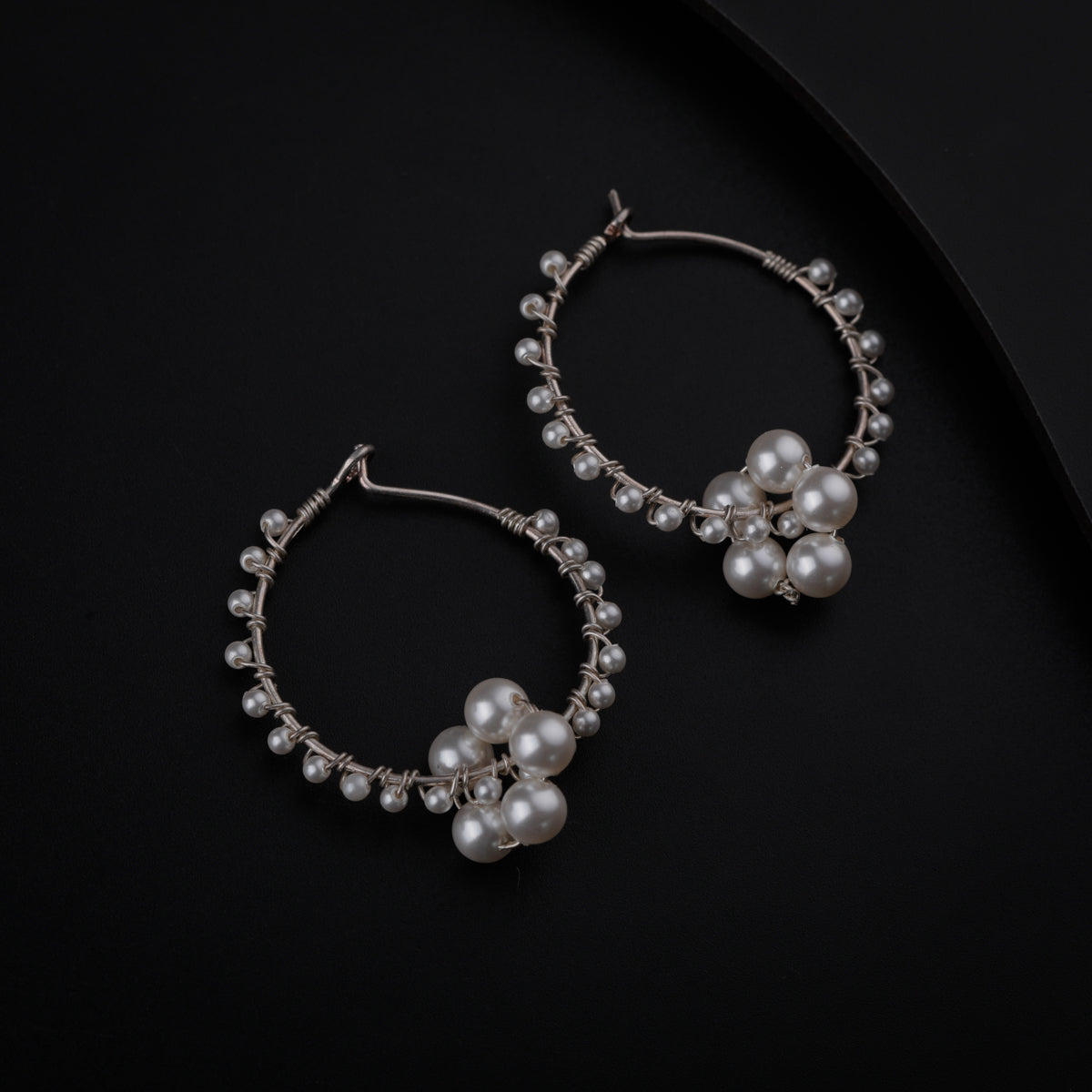 Silver Pearl Hoop Earring