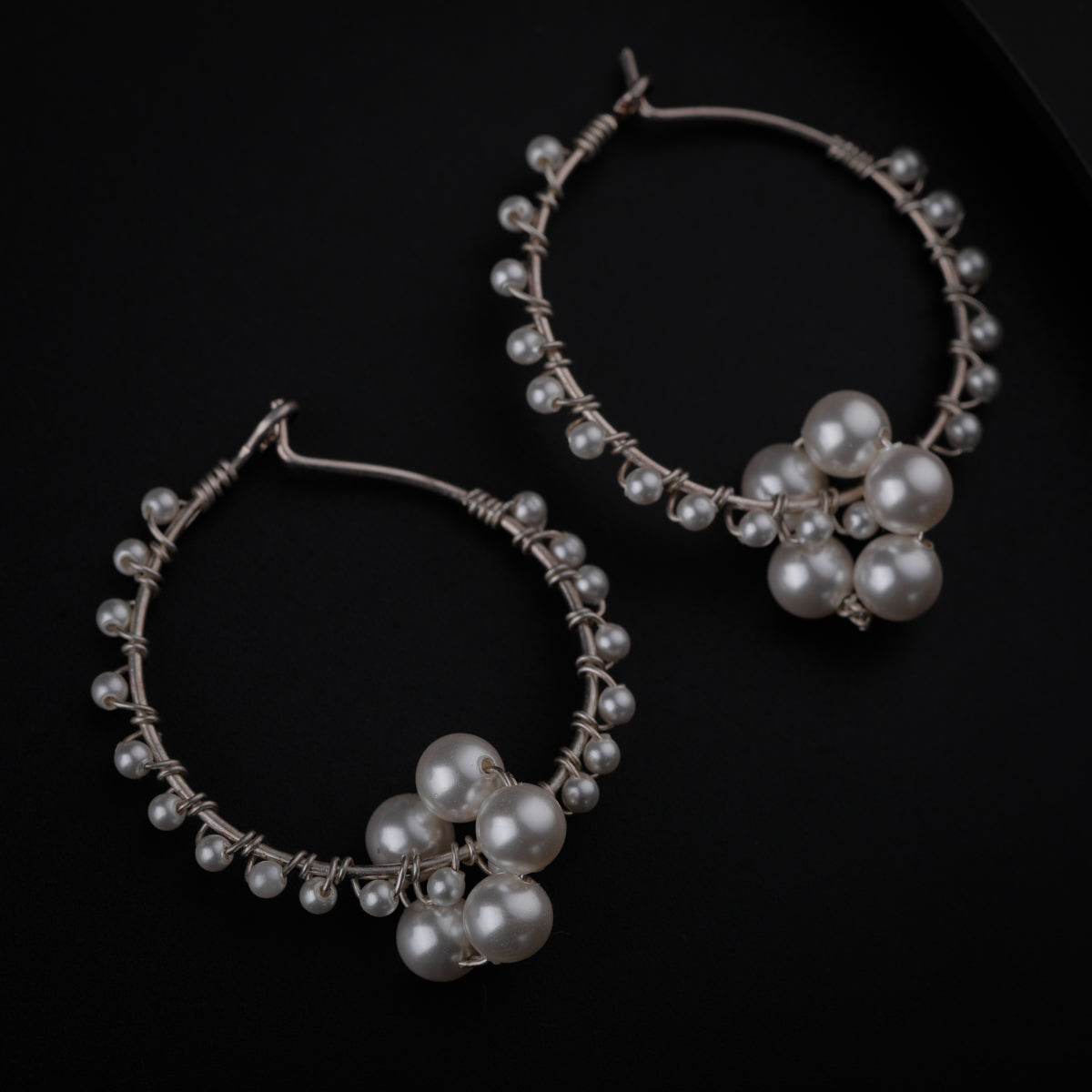 Silver Pearl Hoop Earring